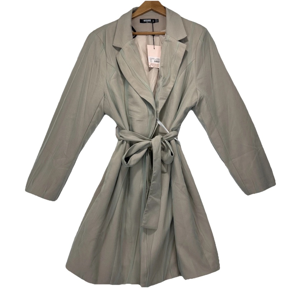 NWT Missguided Plus Size Organza Overlay Blazer Dress Womans 16 Mesh Tan - Picture 1 of 13